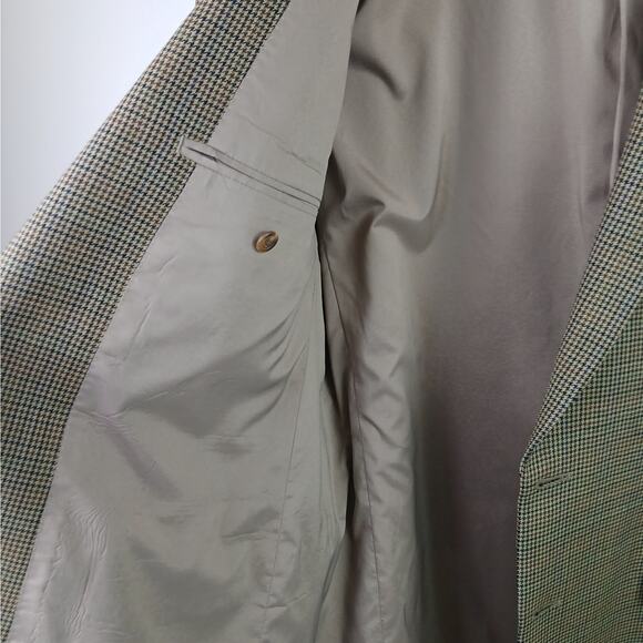 Lauren Ralph Lauren VTG 100% Wool Houndstooth Blazer Sport Coat Brown -Black-Tan - Picture 5 of 6